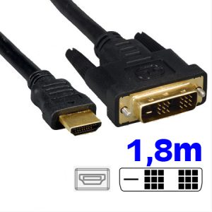 Cabo DVI para HDMI. DVI 18+1/M-HDMI A/M. 1.8m