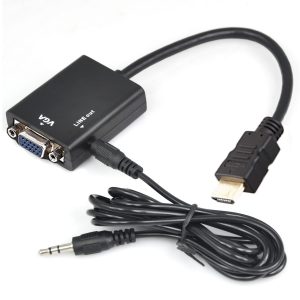 Adaptador/ conversor HDMI para VGA com cabo Audio - Preto